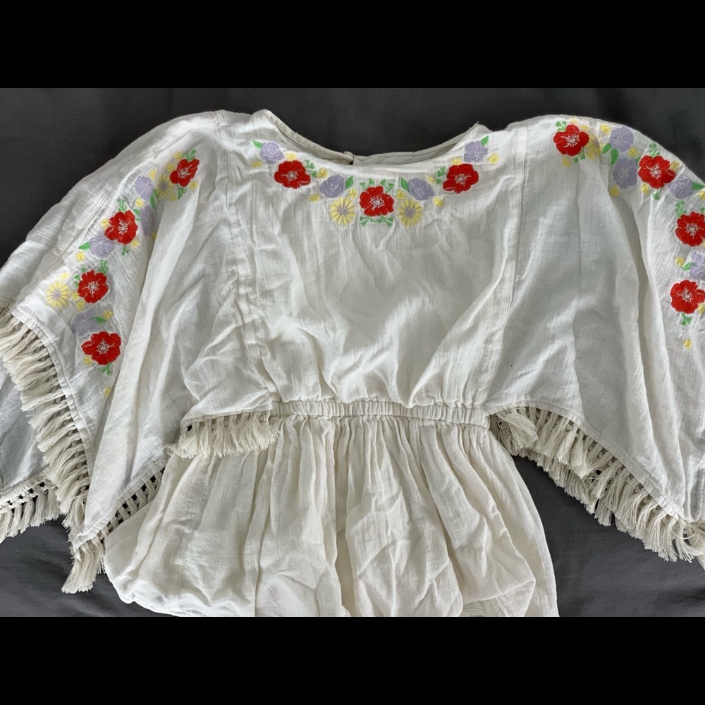 Cat & Jack Flower Embroidery Shirt with Frills